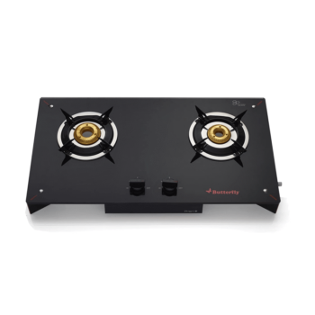 Butterfly Prism+ Glass 2 Burner Gas Stove, Black/Red