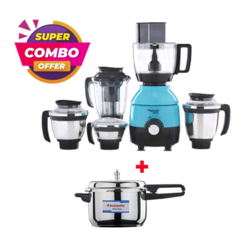 Butterfly Cresta Food Processor , 5 Jar 750W COMBO Butterfly Pressure Cooker 3-Liter