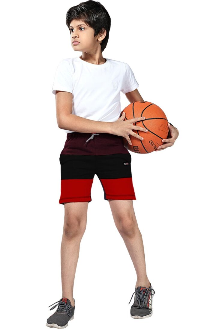 Boys Regular Cotton Knit Lounge Shorts - Maroon Red Combo ( 3 Years - 16 Years )