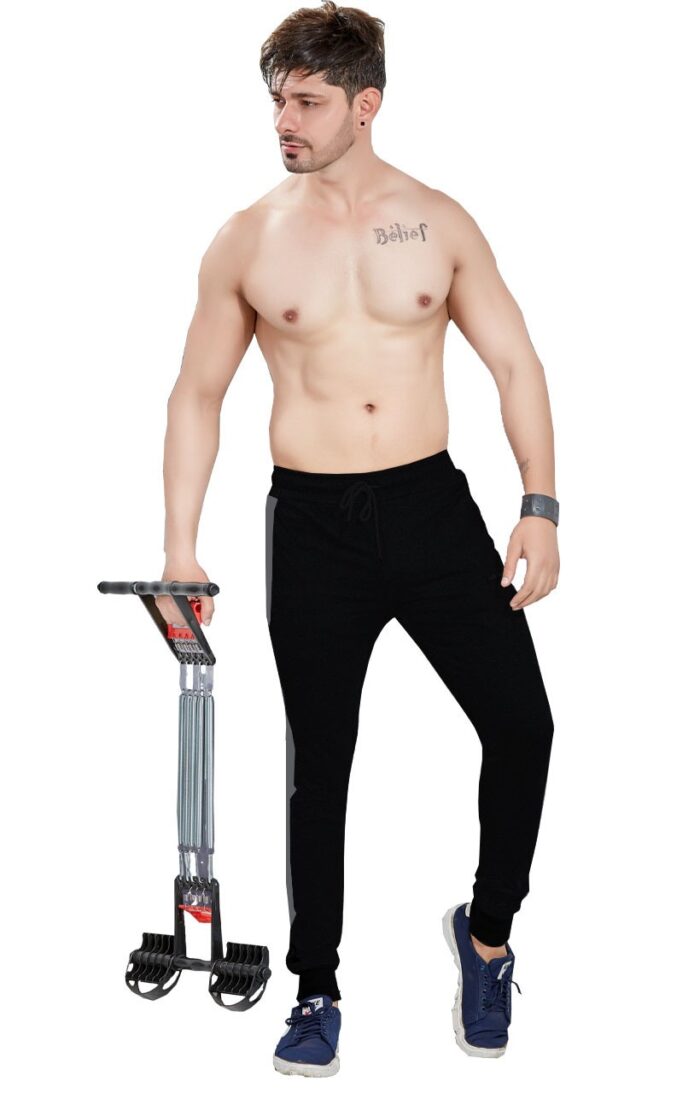 Men's Cotton Track Pant Jogger for All Seasons - BLK/W
