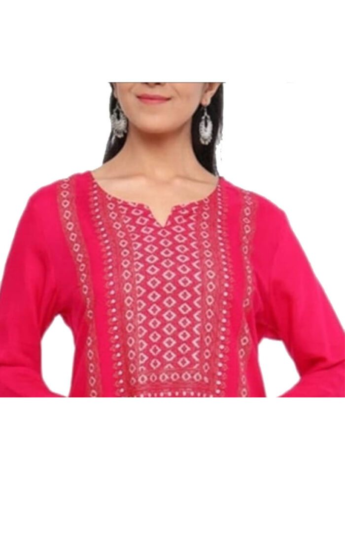 Ishitva Ladies Printed Kurti (Below Knee Length) – Only Top. Fabric : Rayon Without lining. - Image 2