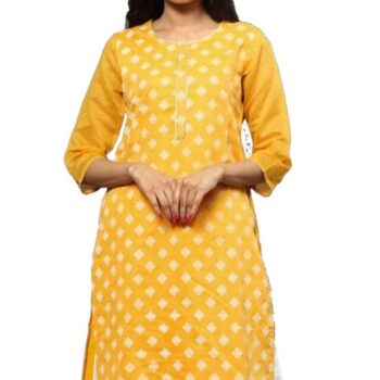 Ishitva Ladies Printed Kurti (Below Knee Length) – Only Top. Fabric : Art Silk With lining.