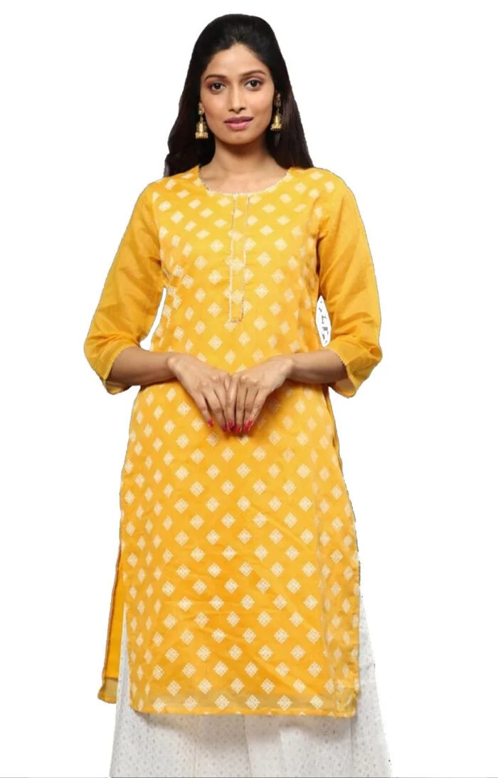 Ishitva Ladies Printed Kurti (Below Knee Length) – Only Top. Fabric : Art Silk With lining.
