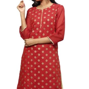 Ishitva Ladies Printed Kurti (Below Knee Length) – Only Top. Fabric : Art Silk With lining.