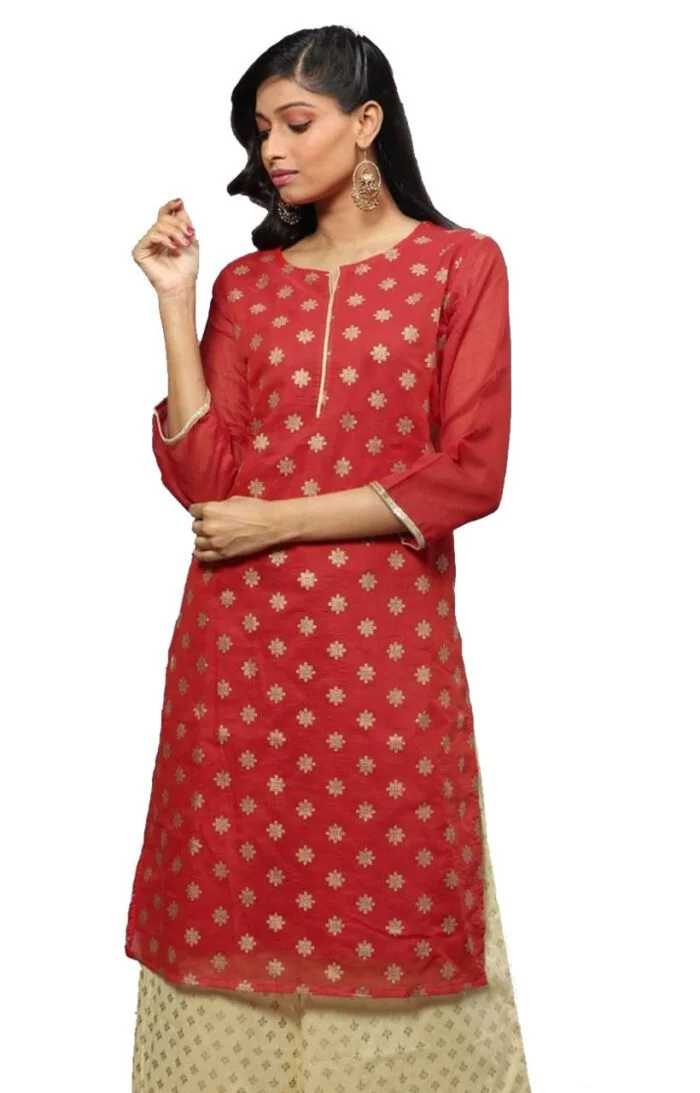 Ishitva Ladies Printed Kurti (Below Knee Length) – Only Top. Fabric : Art Silk With lining.