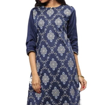Ishitva Ladies Printed Kurti (Below Knee Length) – Only Top. Fabric : Art Silk Without lining.