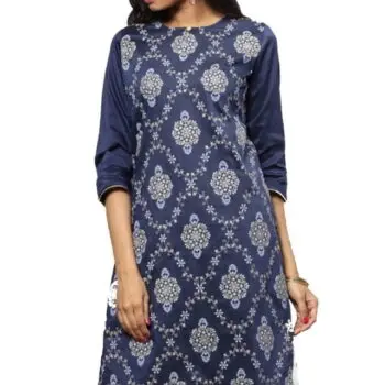 Ishitva Ladies Printed Kurti (Below Knee Length) – Only Top. Fabric : Art Silk Without lining.