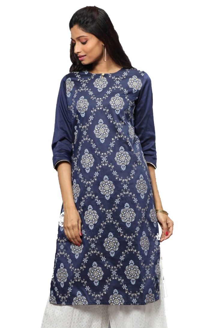 Ishitva Ladies Printed Kurti (Below Knee Length) – Only Top. Fabric : Art Silk Without lining.