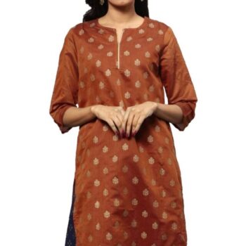 Ishitva Ladies Printed Kurti (Below Knee Length) – Only Top. Fabric : Art Silk With lining.