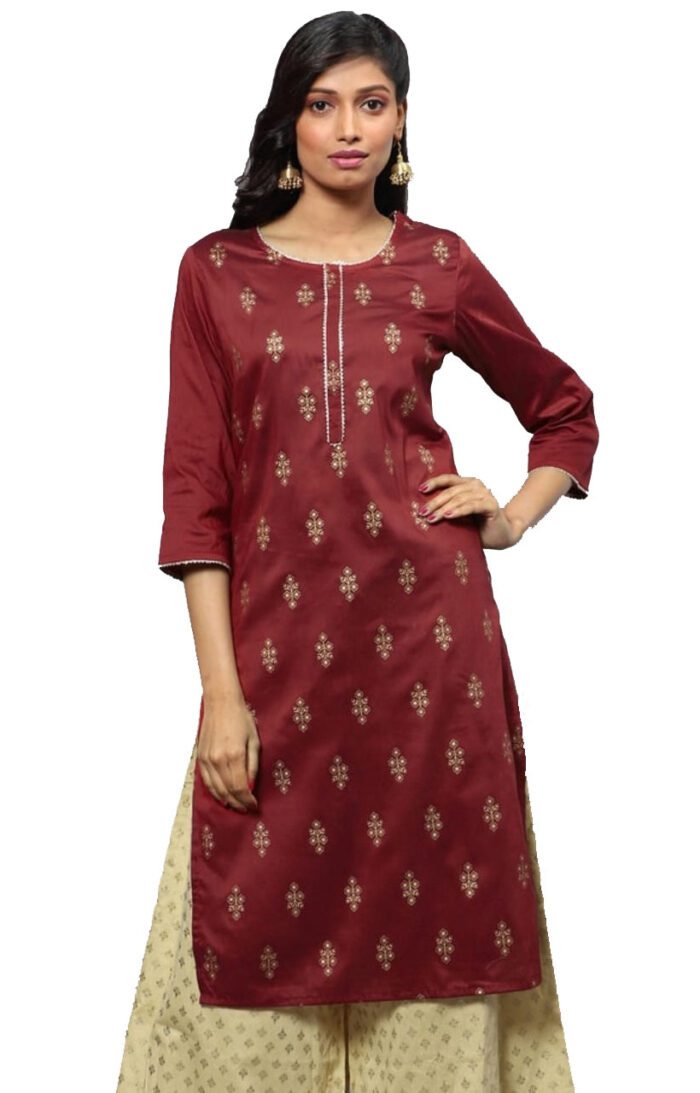 Ishitva Ladies Printed Kurti (Below Knee Length) – Only Top. Fabric : Art Silk Without lining.