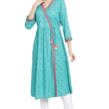 Aabta Ladies Printed Kurti (Below Knee Length) – Only Top. Fabric : Rayon Without lining.
