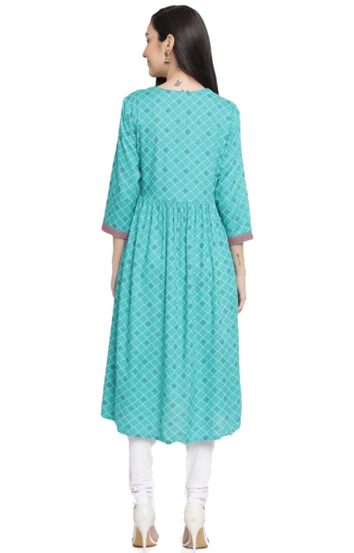 Aabta Ladies Printed Kurti (Below Knee Length) – Only Top. Fabric : Rayon Without lining. - Image 2