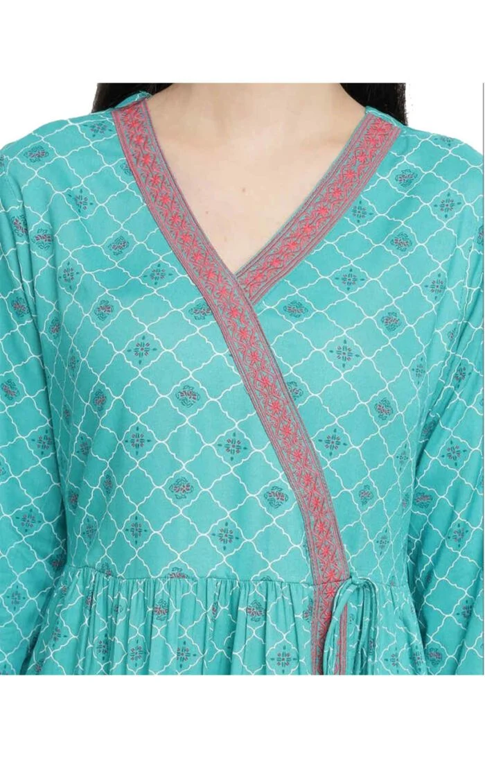 Aabta Ladies Printed Kurti (Below Knee Length) – Only Top. Fabric : Rayon Without lining. - Image 3