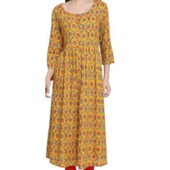 Aabta Ladies Printed Kurti (Below Knee Length) – Only Top. Fabric : Rayon Without lining.