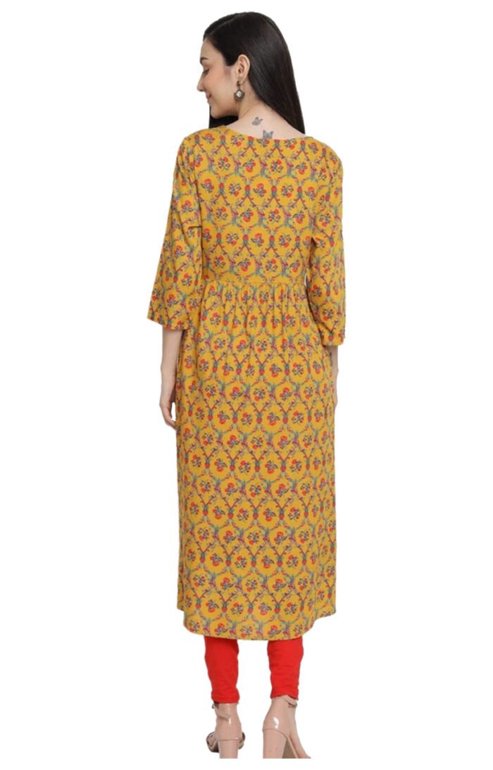 Aabta Ladies Printed Kurti (Below Knee Length) – Only Top. Fabric : Rayon Without lining. - Image 2