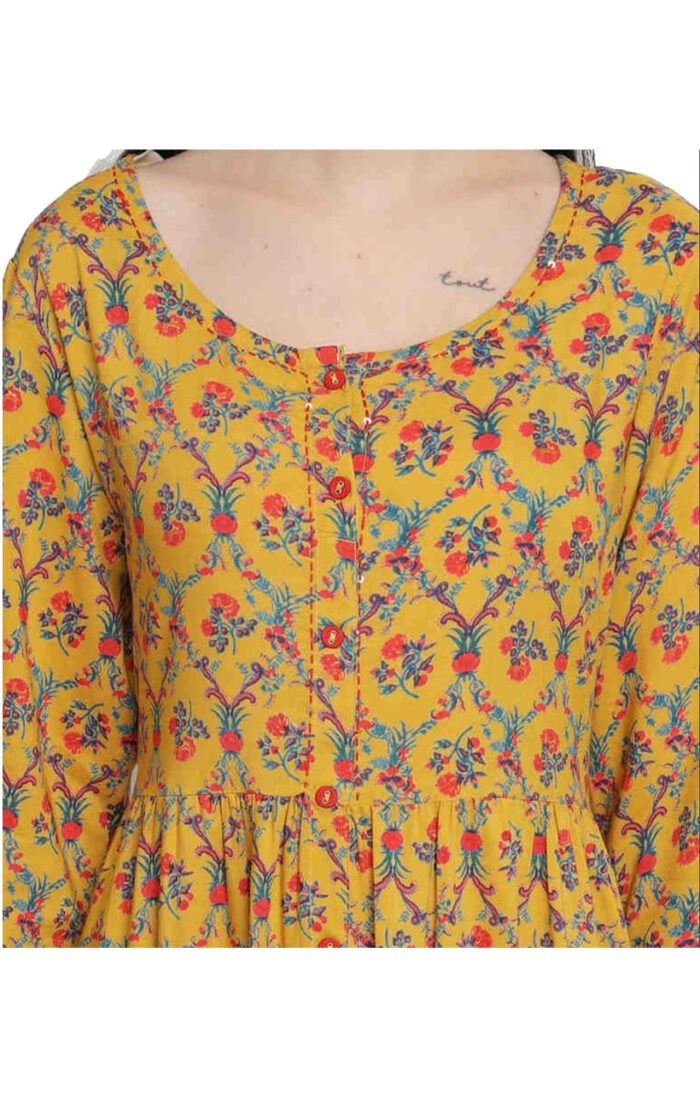 Aabta Ladies Printed Kurti (Below Knee Length) – Only Top. Fabric : Rayon Without lining. - Image 3