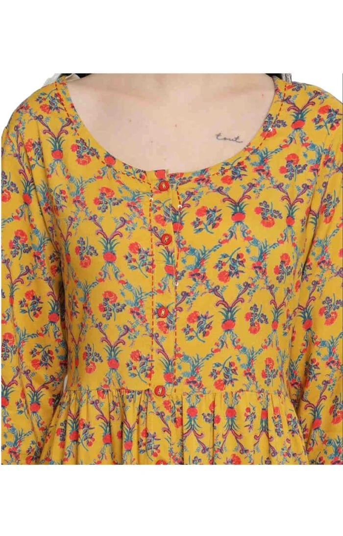 Aabta Ladies Printed Kurti (Below Knee Length) – Only Top. Fabric : Rayon Without lining. - Image 3