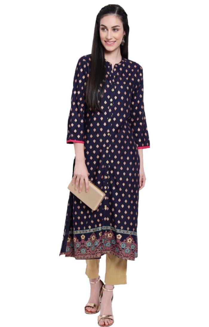 Dhuni Ladies Printed Kurti (Below Knee Length) – Only Top. Fabric : Rayon Without lining.