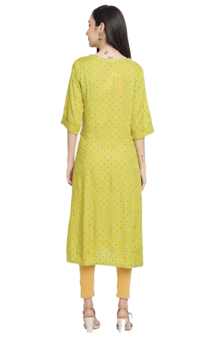 Aabta Ladies Printed Kurti (Below Knee Length) – Only Top. Fabric : Rayon Without lining. - Image 2