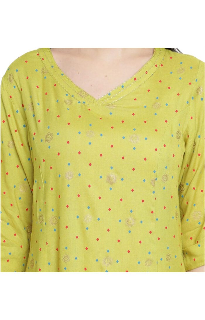 Aabta Ladies Printed Kurti (Below Knee Length) – Only Top. Fabric : Rayon Without lining. - Image 3