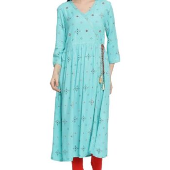Aabta Ladies Printed Kurti (Below Knee Length) – Only Top. Fabric : Rayon Without lining.