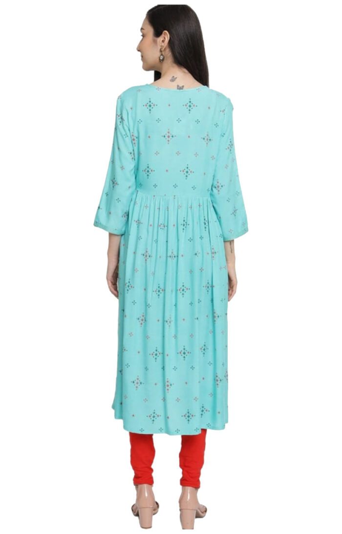 Aabta Ladies Printed Kurti (Below Knee Length) – Only Top. Fabric : Rayon Without lining. - Image 2
