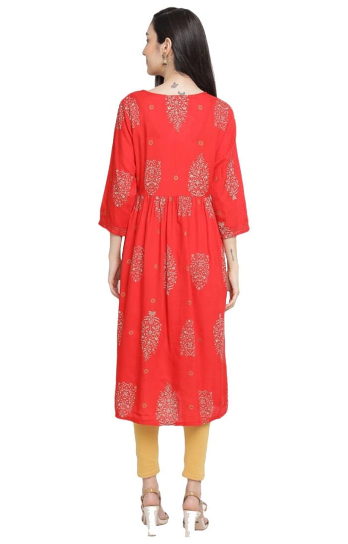Aabta Ladies Printed Kurti (Below Knee Length) – Only Top. Fabric : Rayon Without lining. - Image 2
