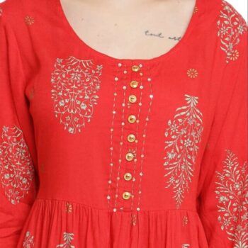 Aabta Ladies Printed Kurti (Below Knee Length) – Only Top. Fabric : Rayon Without lining. - Image 3