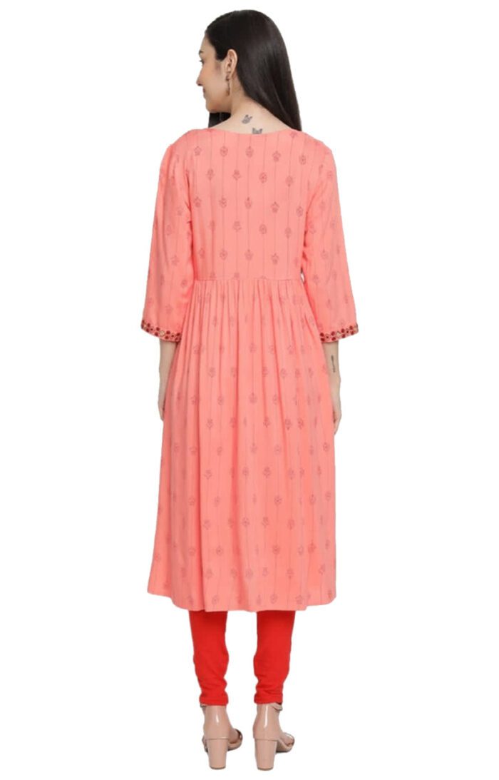 Aabta Ladies Printed Kurti (Below Knee Length) – Only Top. Fabric : Rayon Without lining. - Image 3