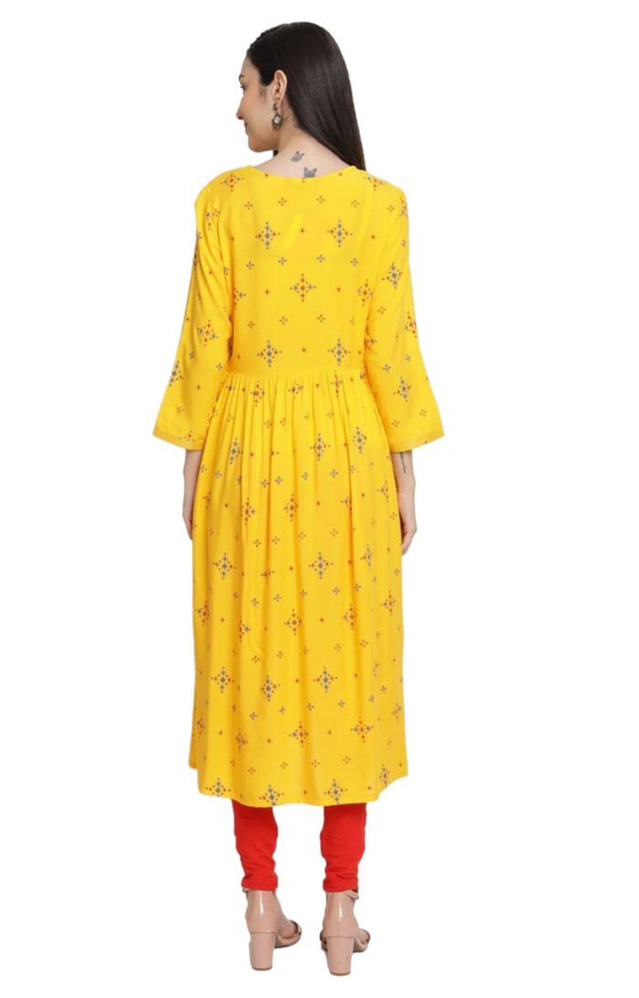 Aabta Ladies Printed Kurti (Below Knee Length) – Only Top. Fabric : Rayon Without lining. - Image 2