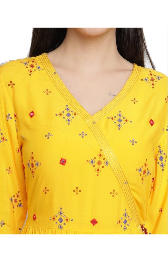 Aabta Ladies Printed Kurti (Below Knee Length) – Only Top. Fabric : Rayon Without lining. - Image 3