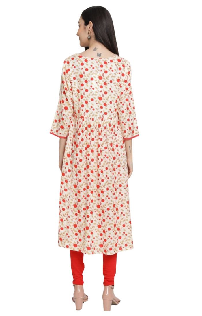 Aabta Ladies Printed Kurti (Below Knee Length) – Only Top. Fabric : Rayon Without lining. - Image 2