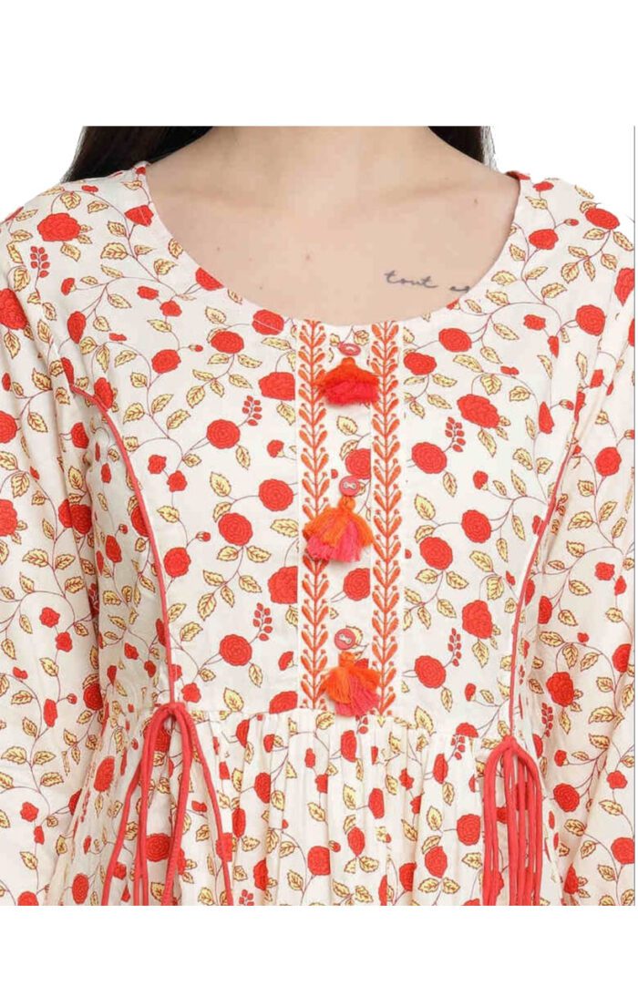 Aabta Ladies Printed Kurti (Below Knee Length) – Only Top. Fabric : Rayon Without lining. - Image 3