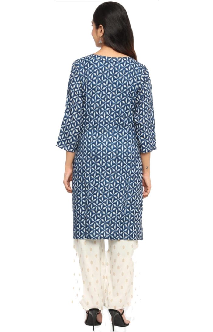 Dhuni Ladies Printed Kurti (Below Knee Length) – Only Top. Fabric : Rayon Without lining. - Image 3