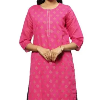 Ishitva Ladies Printed Kurti (Below Knee Length) – Only Top. Fabric : Art Silk With lining.