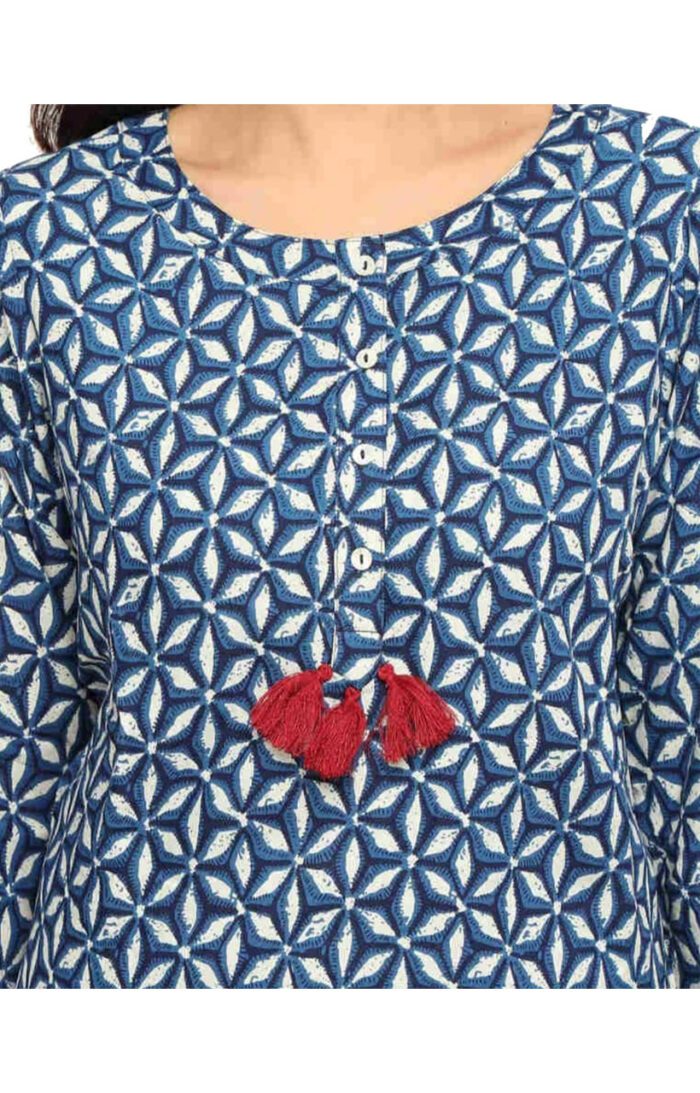 Dhuni Ladies Printed Kurti (Below Knee Length) – Only Top. Fabric : Rayon Without lining. - Image 2