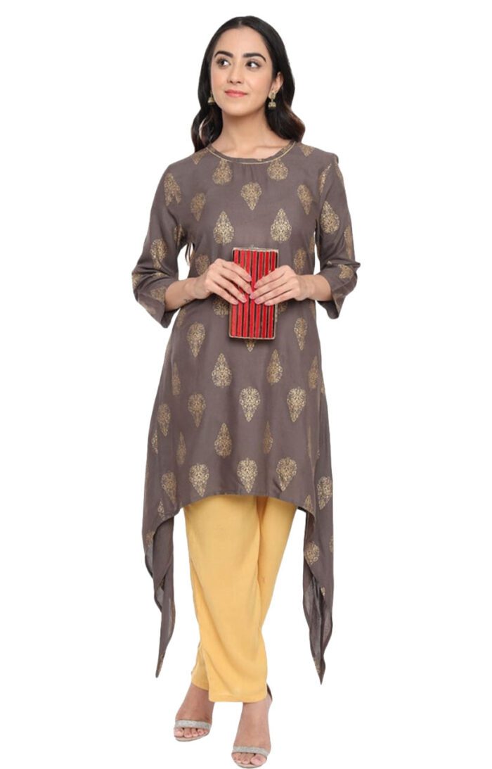 Ishitva Ladies Printed Kurti (Below Knee Length) – Only Top. Fabric : Rayon Without lining.
