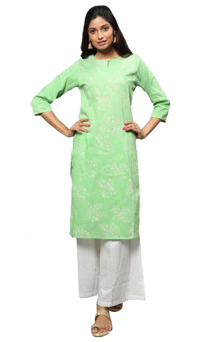 Ishitva Ladies Printed Kurti (Below Knee Length) – Only Top. Fabric : Art Silk Without lining.
