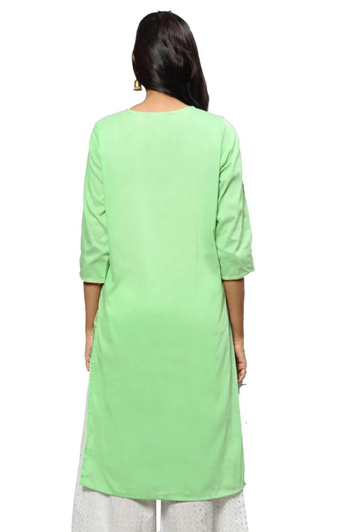Ishitva Ladies Printed Kurti (Below Knee Length) – Only Top. Fabric : Art Silk Without lining. - Image 2