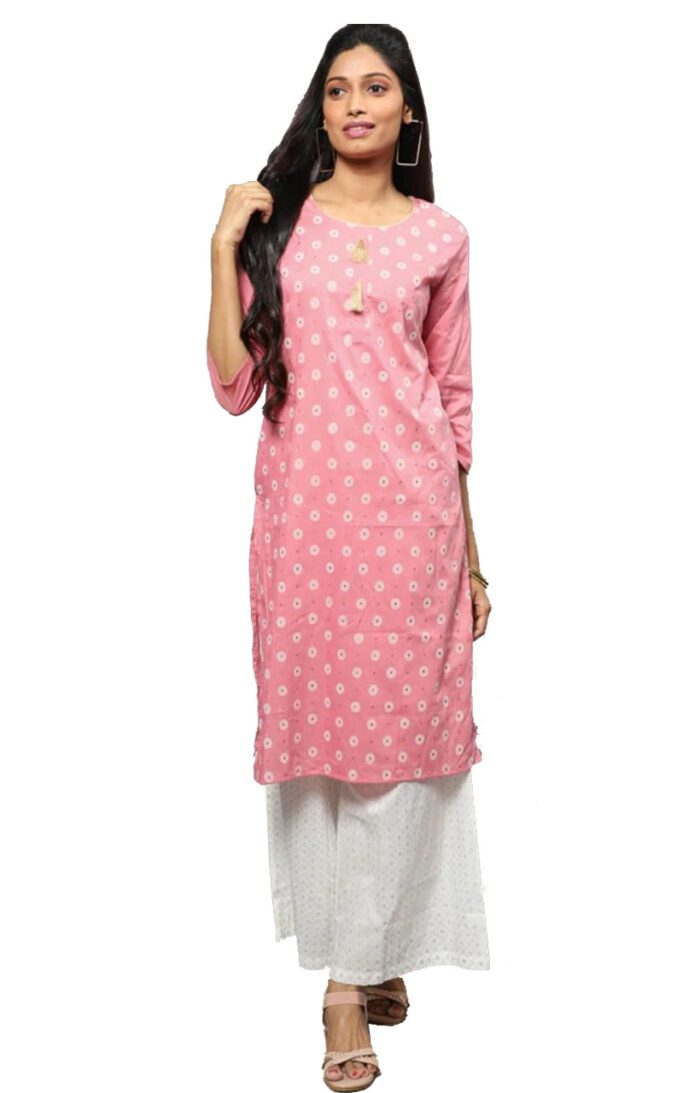 Ishitva Ladies Printed Kurti (Below Knee Length) – Only Top. Fabric : Art Silk Without lining.