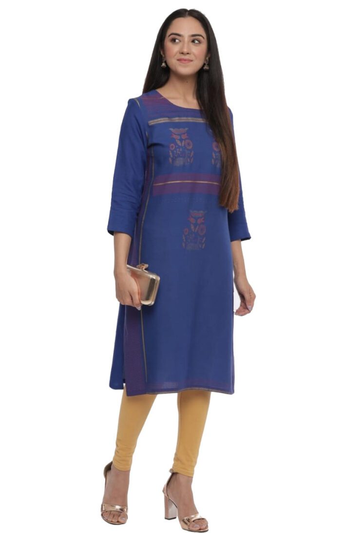 Ishitva Ladies Printed Kurti (Below Knee Length) – Only Top. Fabric : Rayon Without lining.