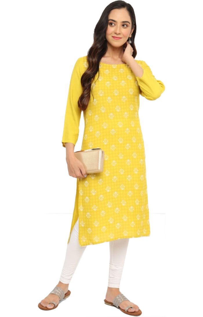 Ishitva Ladies Printed Kurti (Below Knee Length) – Only Top. Fabric : Rayon Without lining.