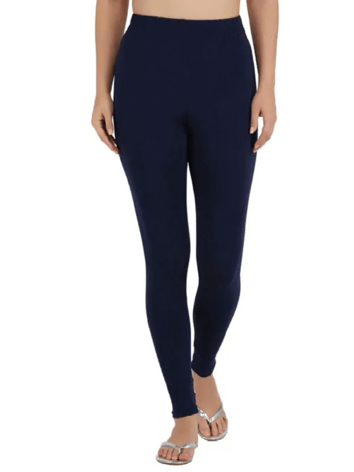Cotton Lycra 2w Stretchable Soft Women Leggings Navy Blue Color Women's Bottom Wear