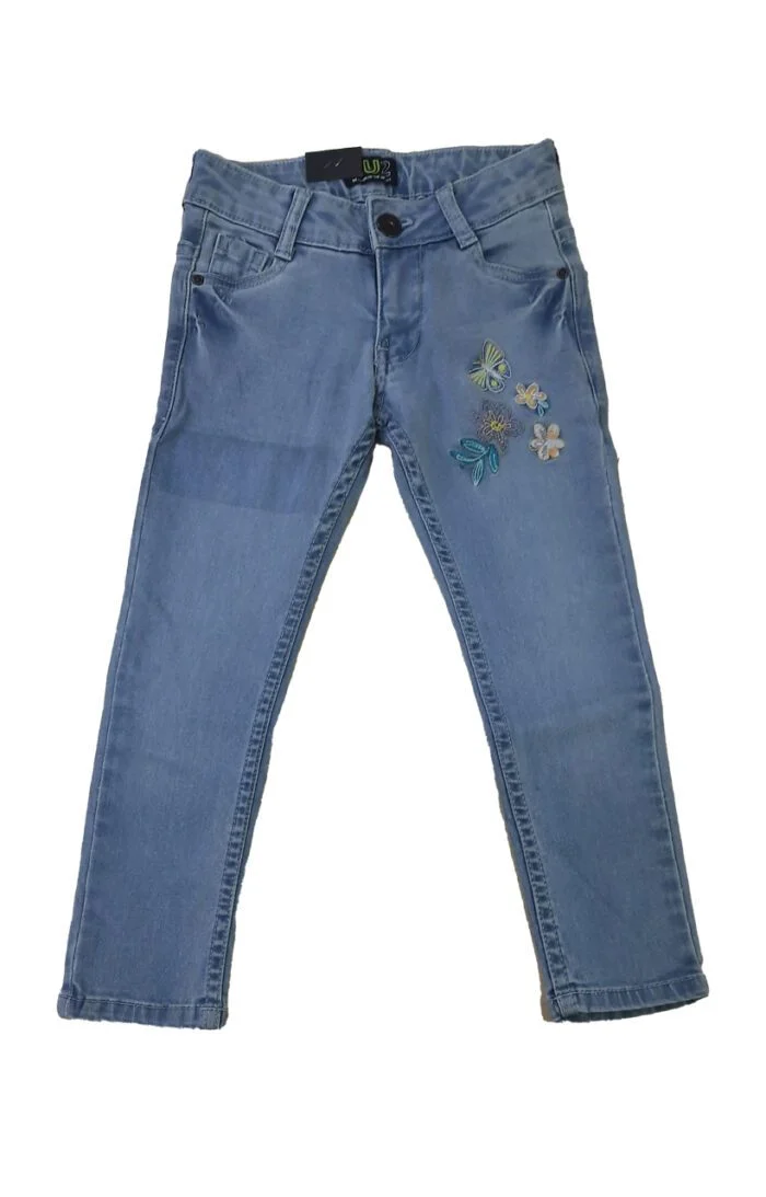 Breathable Stretchable Comfortable Regular Fit Designer Denim Jeans for Girls (3 Years - 6 Years)