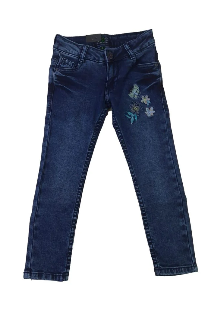 Breathable Stretchable Comfortable Regular Fit Blue Designer Denim Jeans for Girls (3 Years - 16 Years)