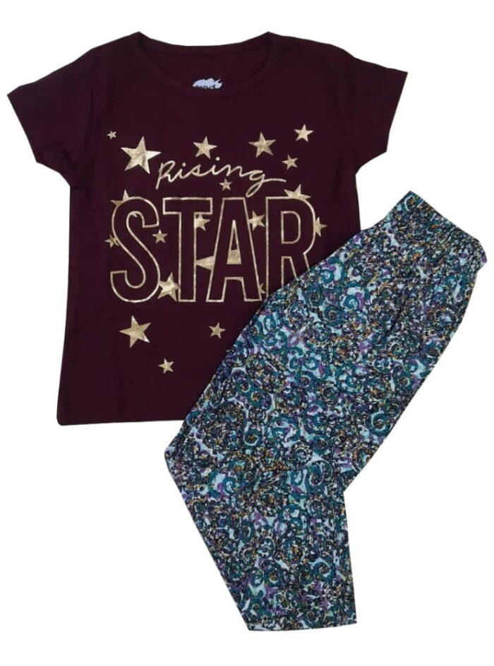 Girls Cotton Printed T-Shirt & Pant - ( 3-4 Years )