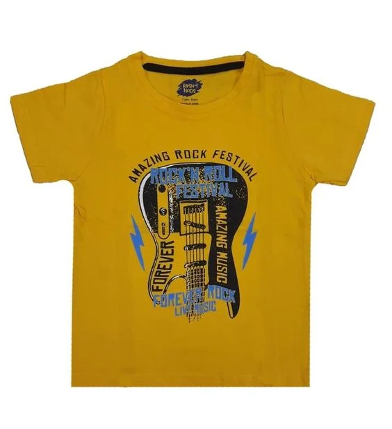 Best Cotton T Shirts Trendy New Yellow Color T-Shirt for Boys 7-8 Years