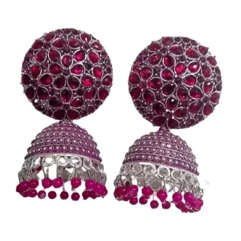 Traditional Ethnic Bridal Wedding Hangings Meenakari jhumka Jewellery for Women/Girls- Length 5.5 cm