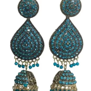 Traditional Ethnic Bridal Wedding Hangings Meenakari jhumka Jewellery for Women/Girls- Length 9.5 cm