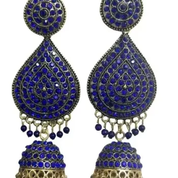 Traditional Ethnic Bridal Wedding Hangings Meenakari jhumka Jewellery for Women/Girls- Length 9.5 cm